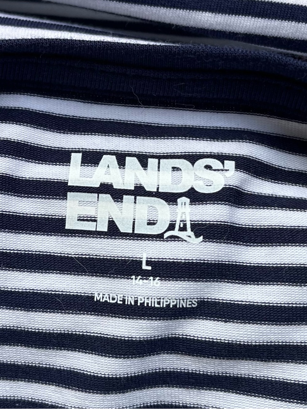 NWT Lands End Tencel Tunic Tee in Navy and White Stripe - Picture 4 of 8